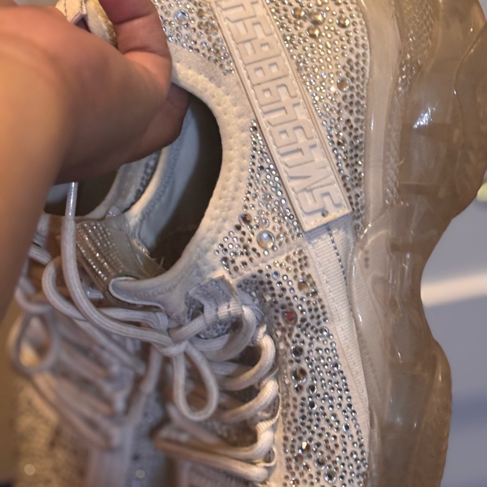Steve Madden White Rhinestone Sneakers